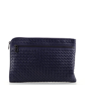 Bottega Veneta Front Zip Portfolio Pouch Intrecciato Nappa Large