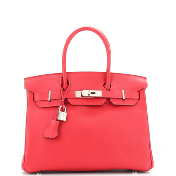 Hermes Birkin Handbag Red Epsom with Palladium Hardware 30