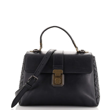 Bottega Veneta Piazza Top Handle Bag Leather with Intrecciato Detail Small