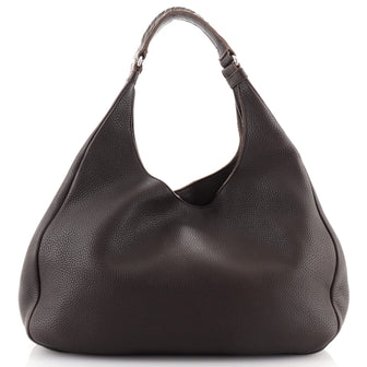 Bottega Veneta Campana Hobo Leather with Intrecciato Detail Large