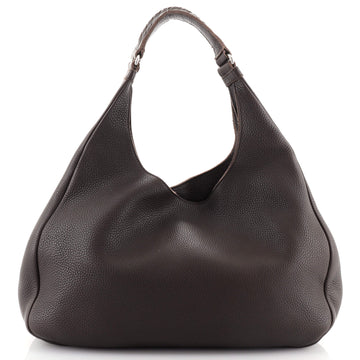 Bottega Veneta Campana Hobo Leather with Intrecciato Detail Large