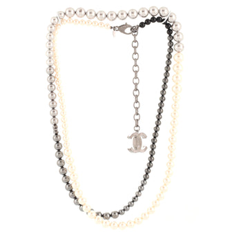 Chanel CC Long Necklace Faux Pearls and Metal