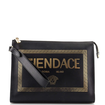 Versace x Fendi Fendace Logo Wristlet Pouch Printed Leather