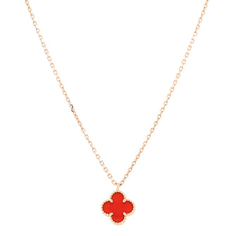 Van Cleef & Arpels Sweet Alhambra Pendant Necklace 18K Rose Gold and Carnelian