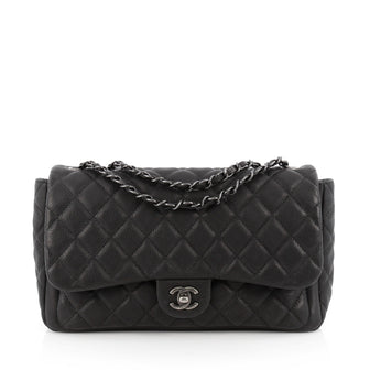 Chanel Now and Forever Flap Bag Quilted Caviar Jumbo Black