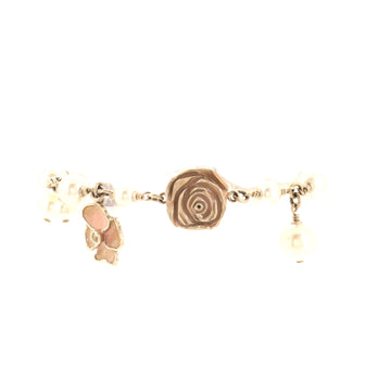 Chanel CC Camellia Charm Bracelet Metal with Crystals, Enamel and Faux Pearls