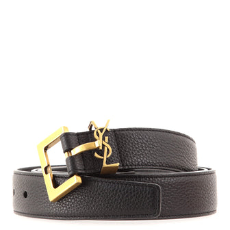 Saint Laurent Classic Monogram Square Buckle Belt Leather Medium