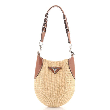 Prada Open Hobo Woven Raffia with Leather