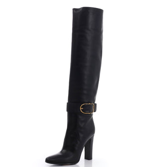 Dolce & Gabbana Women's Buckled Block Heel Knee Boots Leather