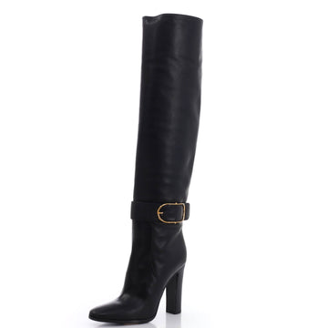 Dolce & Gabbana Women's Buckled Block Heel Knee Boots Leather