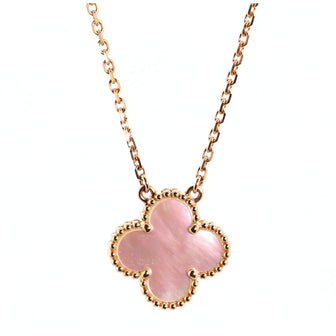 Van Cleef & Arpels Vintage Alhambra Pendant Necklace 18K Yellow Gold and Mother of Pearl