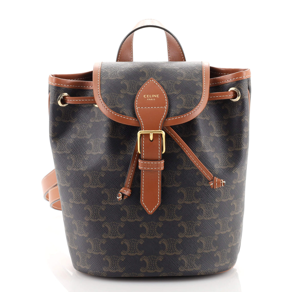 Celine Folco Backpack Triomphe Coated Canvas Mini Brown 1829062
