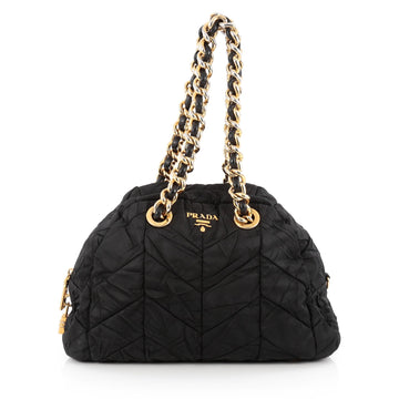 Prada Catena Bag Chevron Tessuto Large Black 1829101