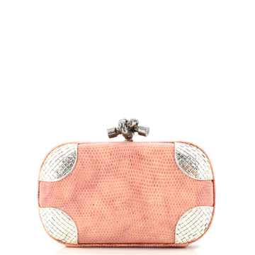 Bottega Veneta Box Knot Clutch Lizard with Intrecciato Detail Small