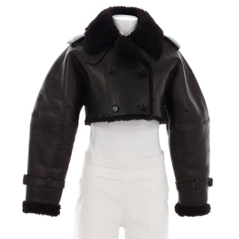 Burberry Women's Cropped Biker Jacket Leather and Shearling