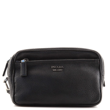 Prada Wristlet Zip Pouch Cervo Leather Small