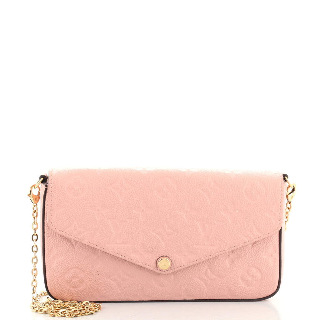 LOUIS VUITTON Pochette Felicie Shoulder Bag M81359 Monogram Empreinte Pink  Beige