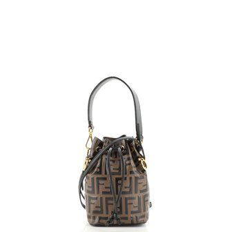 Fendi Mon Tresor Bucket Bag Zucca Embossed Leather Mini