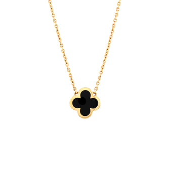 Van Cleef & Arpels Pure Alhambra Pendant Necklace Yellow Gold and Onyx