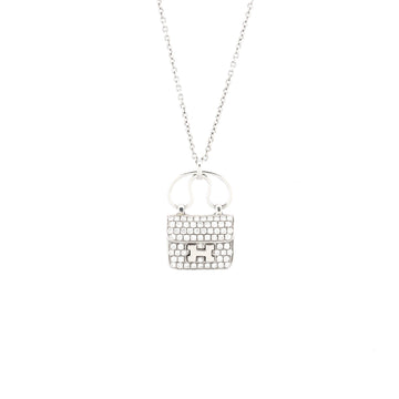 Hermes Constance Amulette Pendant Necklace 18K White Gold and Diamonds