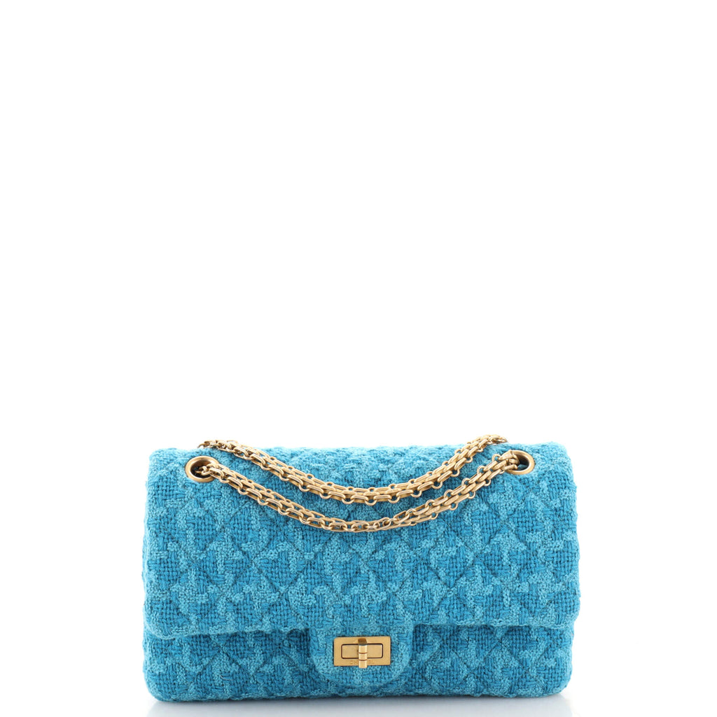Chanel Reissue 2.55 Flap Bag Quilted Tweed 225 Blue 18296319