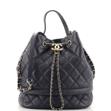 Chanel Rolled Up Drawstring Bucket Bag Quilted Caviar Large