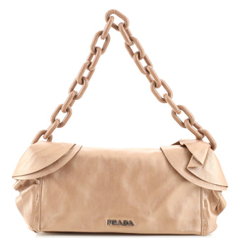 Prada Resin Chain Ruffle Flap Bag Leather Medium