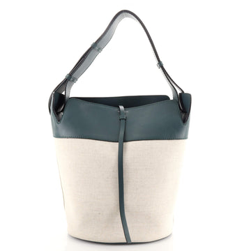 Burberry Supple Bucket Bag Canvas with Leather Medium