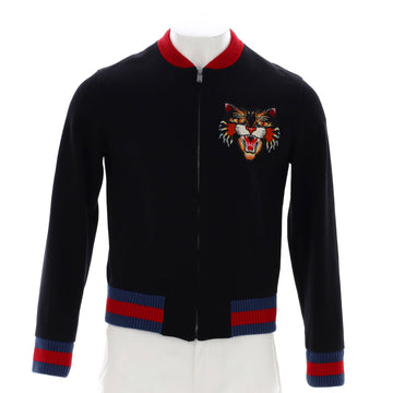 Gucci Men's Angry Cat Bomber Jacket Wool Blend