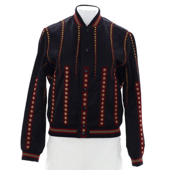 Saint Laurent Women's Teddy Bomber Jacket Embellished Satin