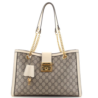 Gucci Padlock Chain Tote GG Coated Canvas Medium