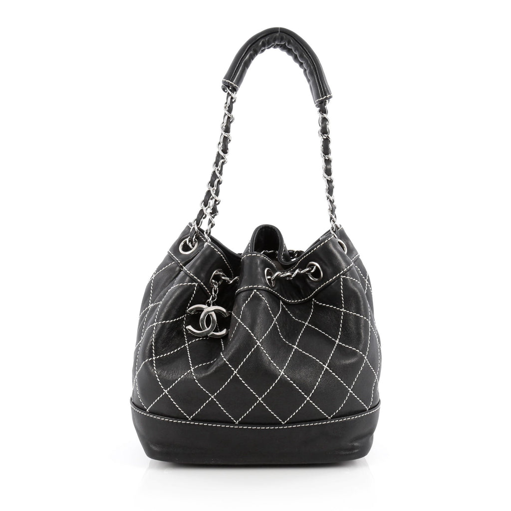 Buy Chanel Surpique Drawstring Bucket Bag Lambskin Small 1831401