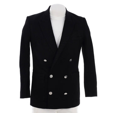 Balmain Men's Double Breasted Blazer Monogram Viscose