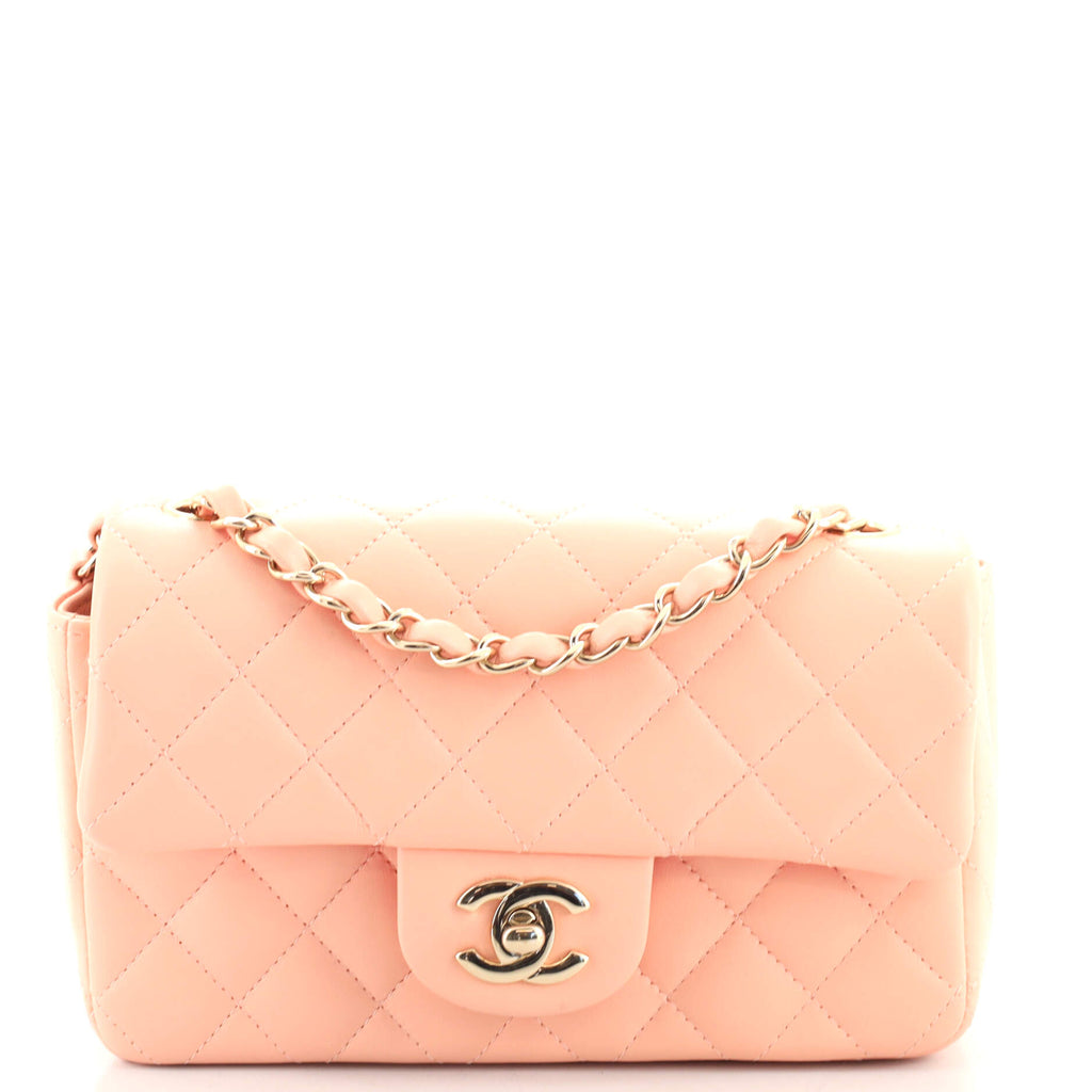Chanel Classic Single Flap Bag Quilted Lambskin Mini Pink 1831571