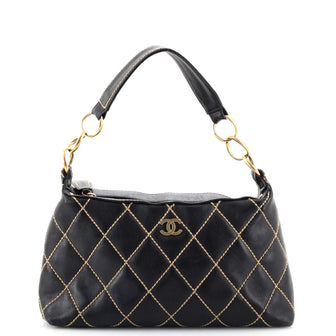 Chanel Surpique Zip Hobo Quilted Lambskin Small