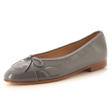 Chanel Women's CC Cap Toe Bow Ballerina Flats Patent