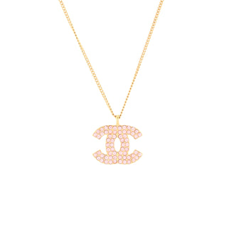 Chanel CC Pendant Necklace Metal with Crystals
