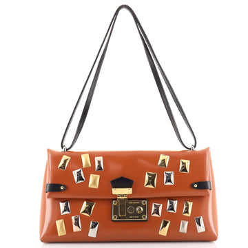 Louis Vuitton Sac Triangle Handbag Embellished Glazed Calfskin PM