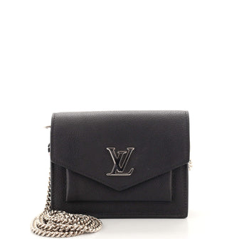 Louis Vuitton Mylockme Chain Pochette Leather Mini Black