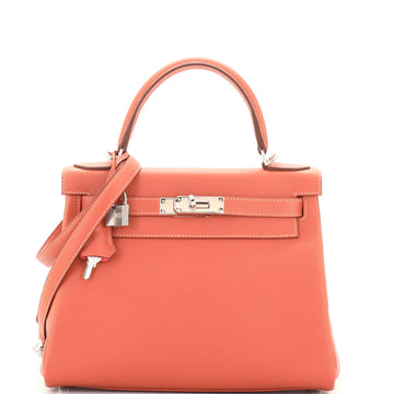 Hermes Kelly Handbag Verso Evercolor with Palladium Hardware 28