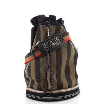Fendi Mon Tresor Holdall Bucket Bag Pequin Canvas Large