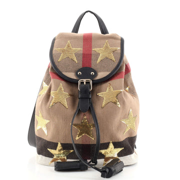 Burberry Star Backpack House Check Canvas with Sequins Mini