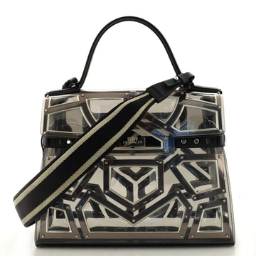 Delvaux Gladiator Tempete Top Handle Bag Metal Embellished Vinyl GM
