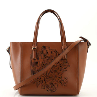 Salvatore Ferragamo Bonnie Convertible Tote Perforated Leather Medium