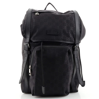 Gucci Front Pocket Buckle Backpack Guccissima Nylon