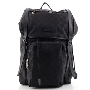 Gucci Front Pocket Buckle Backpack Guccissima Nylon