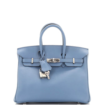 Hermes Birkin Handbag Blue Swift with Palladium Hardware 25