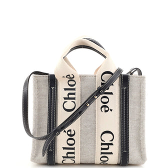 Chloe Woody Convertible Tote Canvas with Leather Small