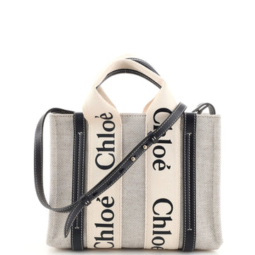 Chloe Woody Convertible Tote Canvas with Leather Small