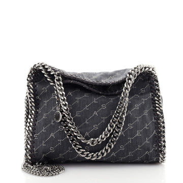 Stella McCartney Falabella Fold Over Crossbody Bag Printed Denim Mini